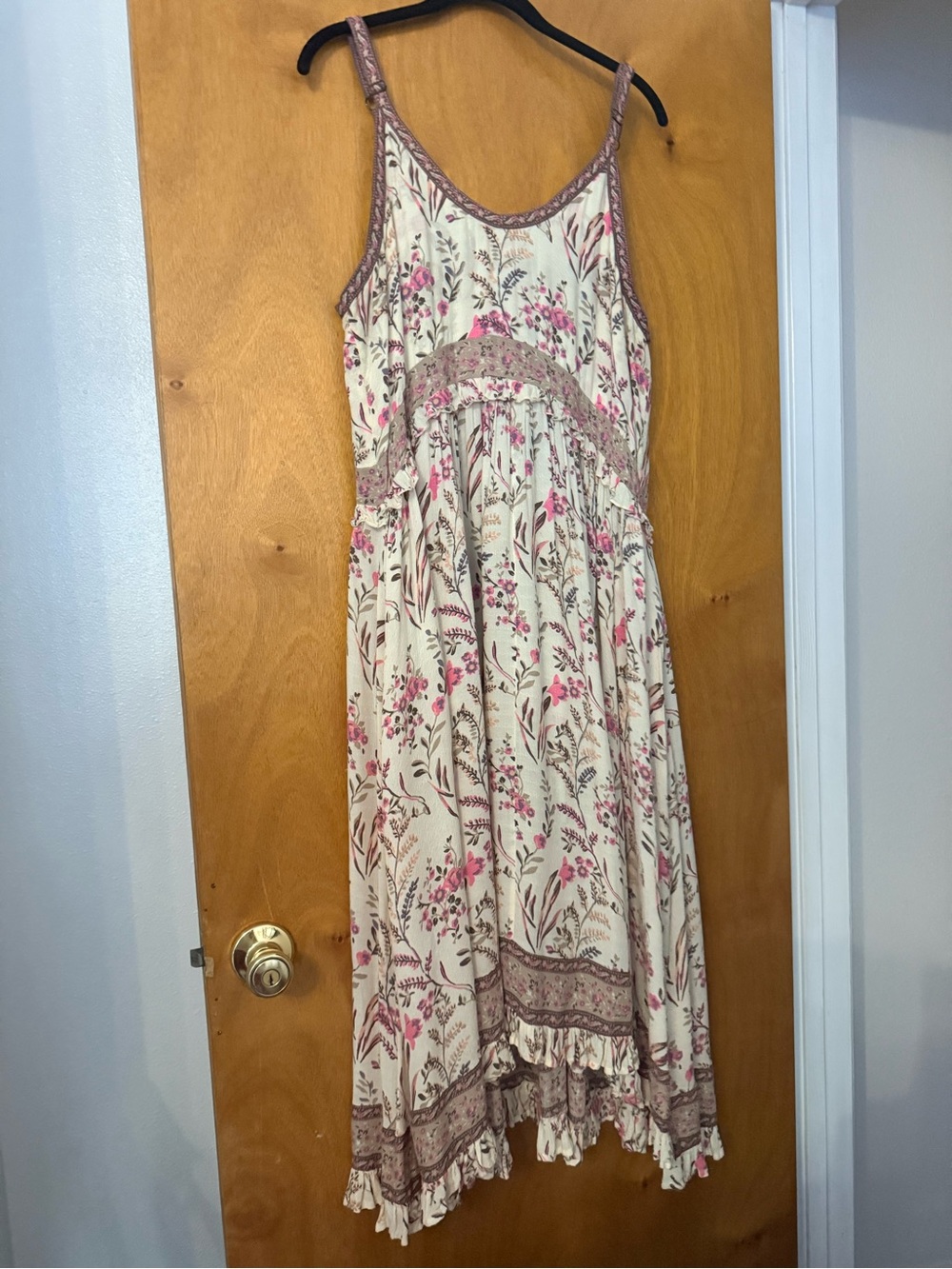 Spell Maisie Strappy Blush Floral Lace-Trim Midi Dress - Picture 12 of 13